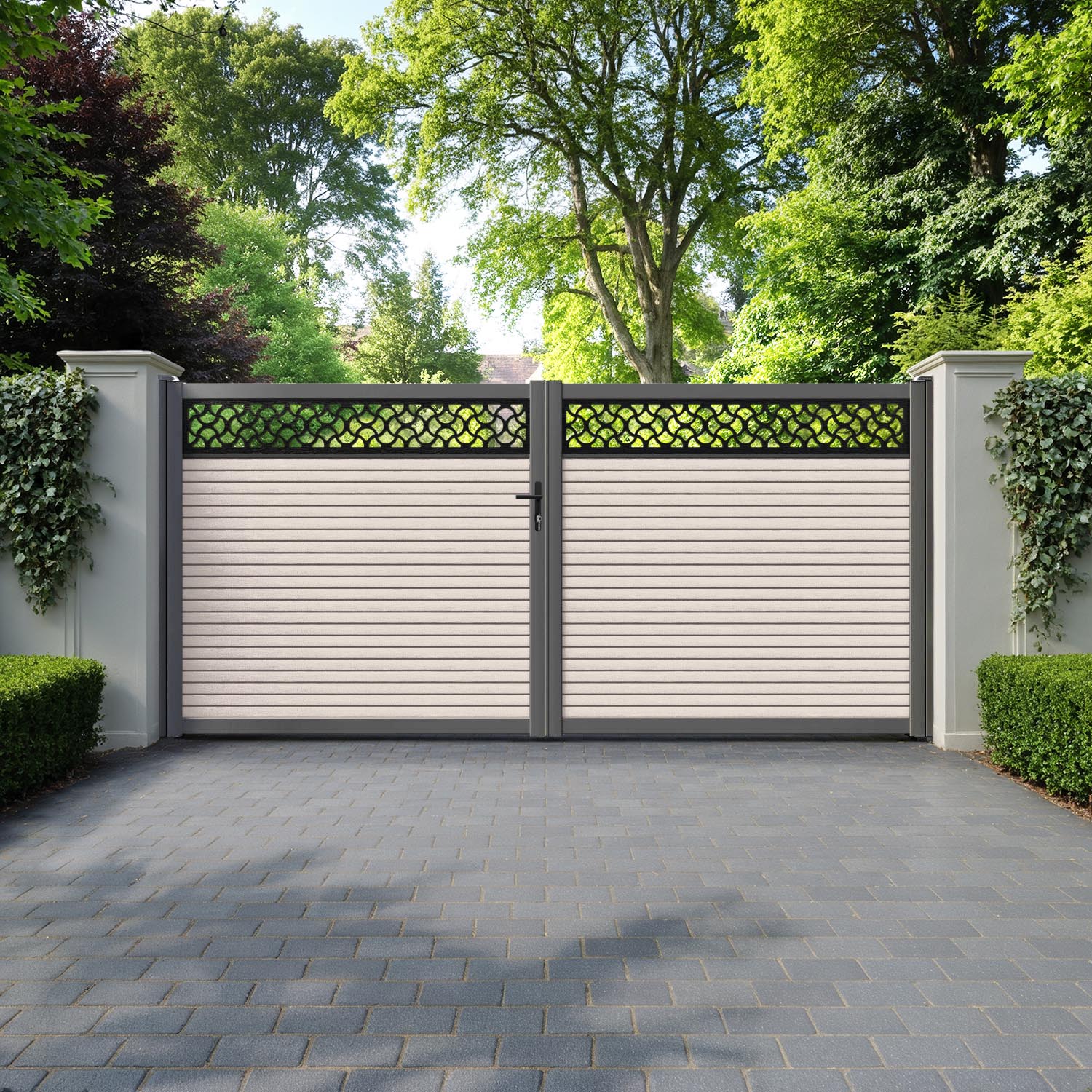 Hudson Vida Straight Top Driveway Gate - Mid Stone - Top Screen