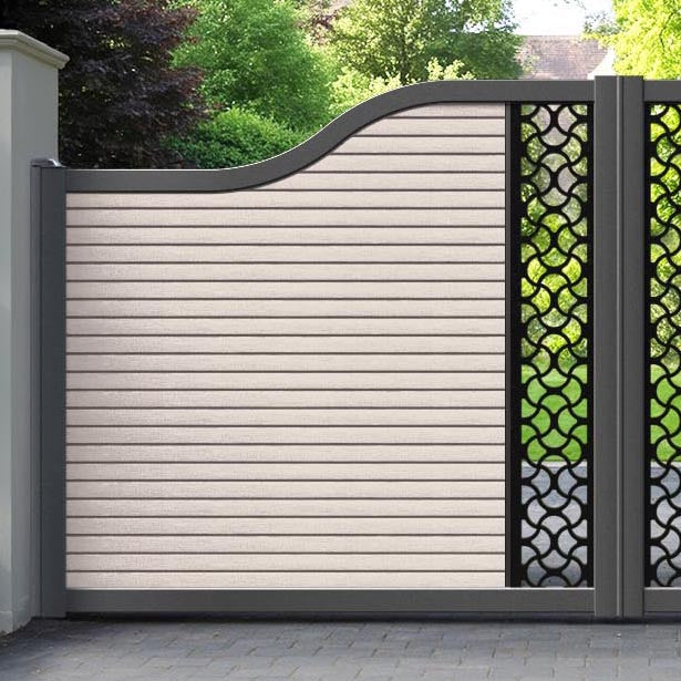 Hudson Vida Curved Top Driveway Gate - Mid Stone - Middle Screen