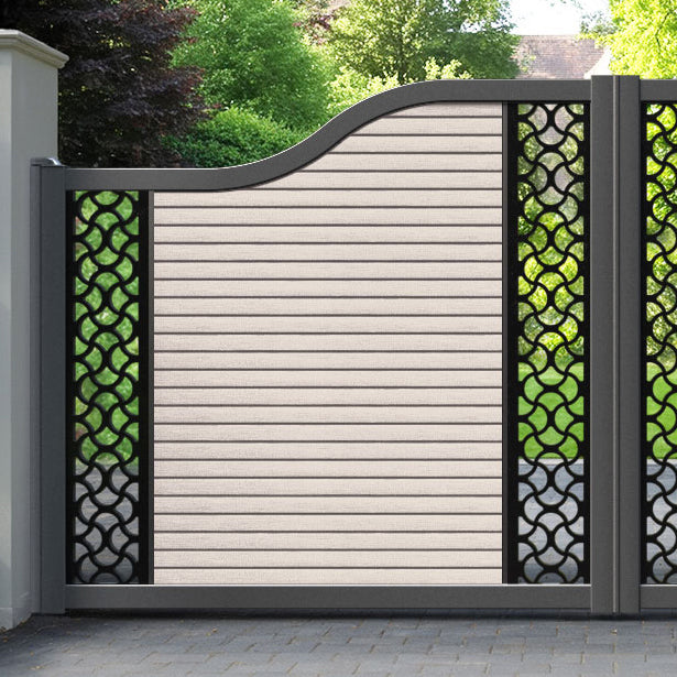 Hudson Vida Curved Top Driveway Gate - Mid Stone - Middle & End Screen