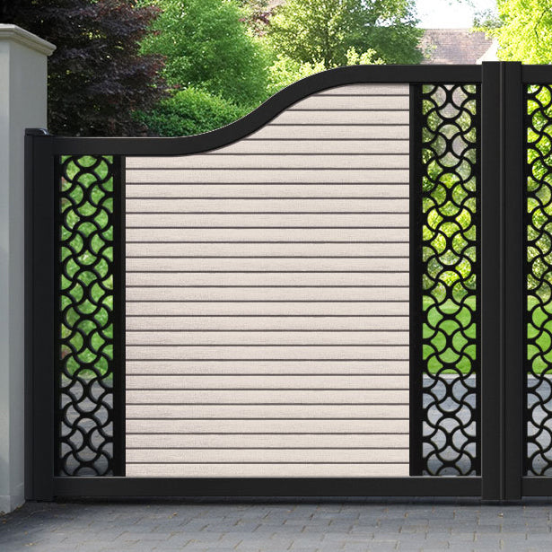 Hudson Vida Curved Top Driveway Gate - Mid Stone - Middle & End Screen