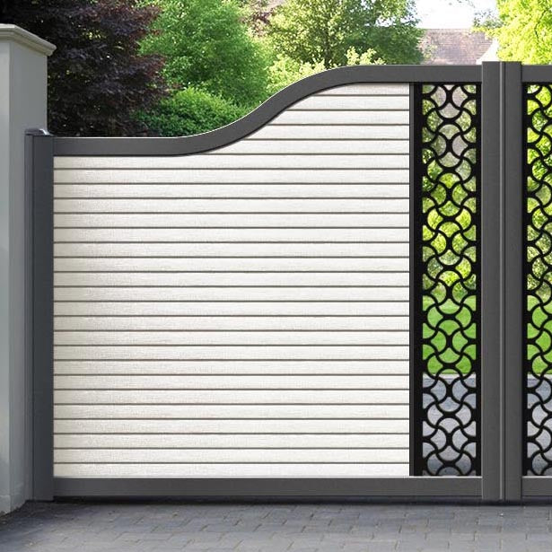 Hudson Vida Curved Top Driveway Gate - Light Stone - Middle Screen