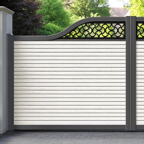 Hudson Vida Curved Top Driveway Gate - Light Stone - Top Screen
