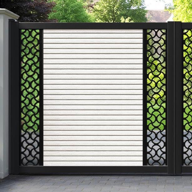 Hudson Vida Straight Top Driveway Gate - Light Stone - Middle & End Screen