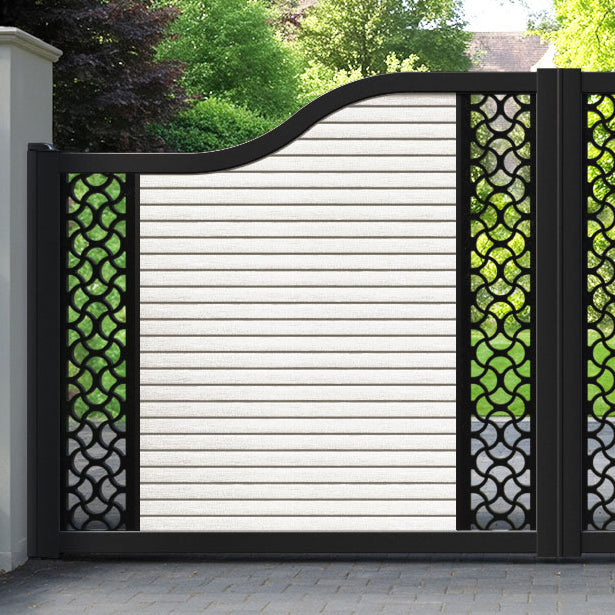 Hudson Vida Curved Top Driveway Gate - Light Stone - Middle & End Screen