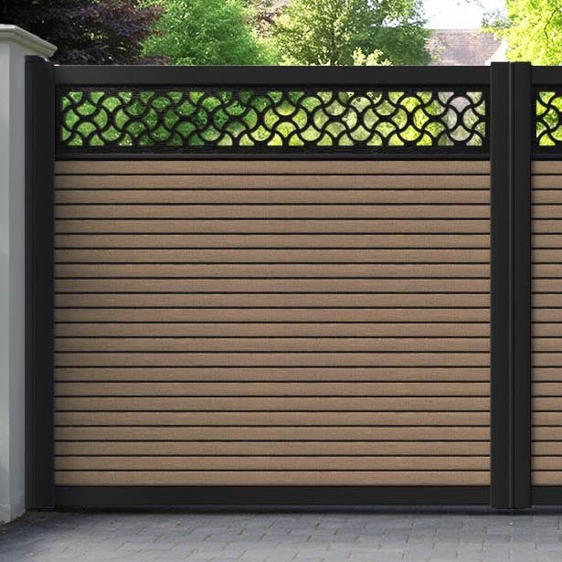 Hudson Vida Straight Top Driveway Gate - Teak - Top Screen