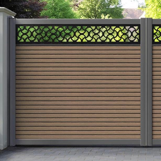 Hudson Vida Straight Top Driveway Gate - Teak - Top Screen