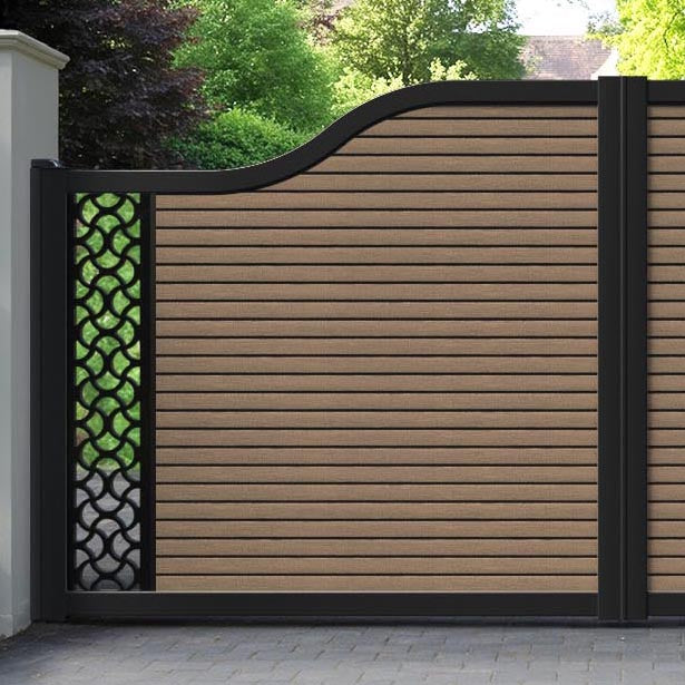 Hudson Vida Curved Top Driveway Gate - Teak - End Screen