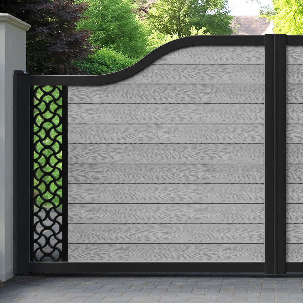 Classic Vida Curved Top Driveway Gate - Light Grey - End Screen