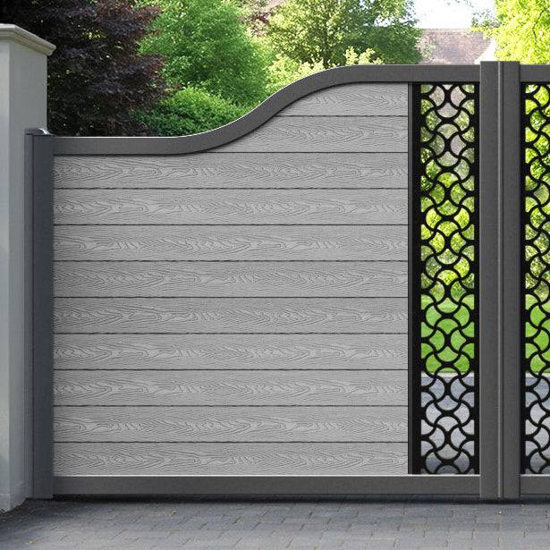 Classic Vida Curved Top Driveway Gate - Light Grey - Middle Screen