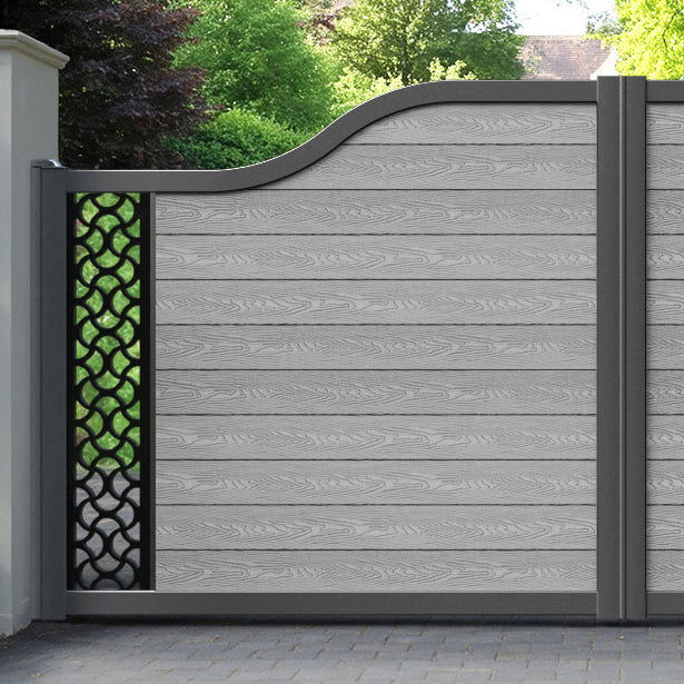 Classic Vida Curved Top Driveway Gate - Light Grey - End Screen