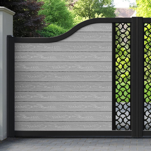Classic Vida Curved Top Driveway Gate - Light Grey - Middle Screen
