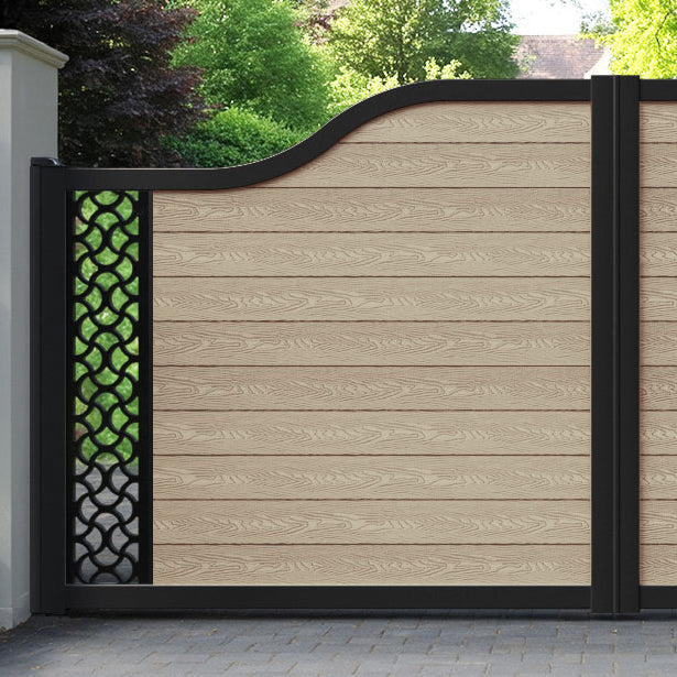 Classic Vida Curved Top Driveway Gate - Light Oak - End Screen