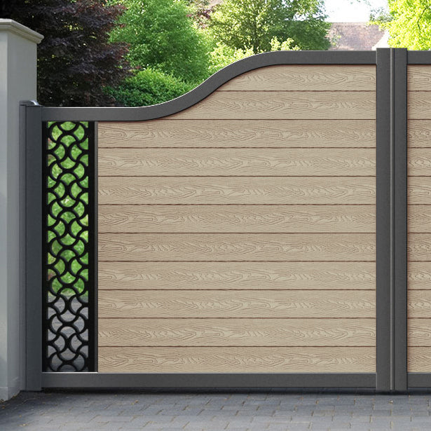 Classic Vida Curved Top Driveway Gate - Light Oak - End Screen