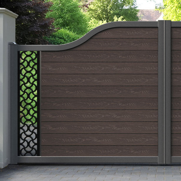 Classic Vida Curved Top Driveway Gate - Mid Brown - End Screen