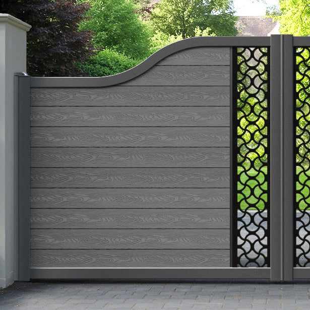 Classic Vida Curved Top Driveway Gate - Mid Grey - Middle Screen