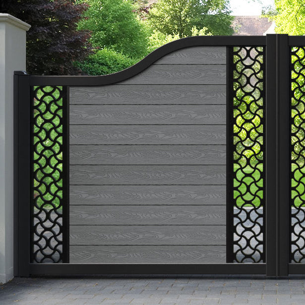 Classic Vida Curved Top Driveway Gate - Mid Grey - Middle & End Screen