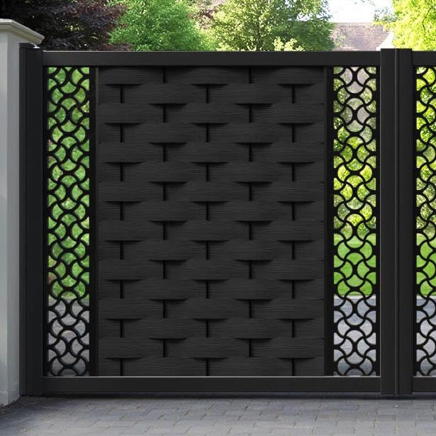 Ripple Vida Straight Top Driveway Gate - Black - Middle & End Screen