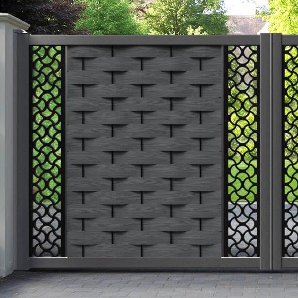 Ripple Vida Straight Top Driveway Gate - Dark Grey - Middle & End Screen