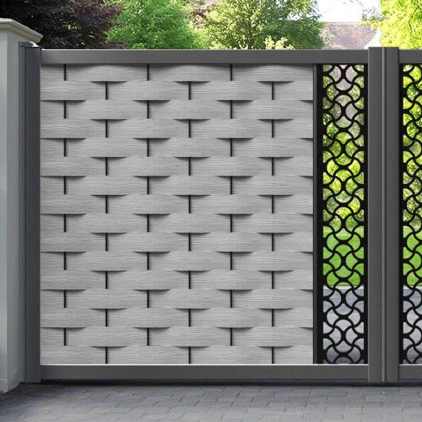 Ripple Vida Straight Top Driveway Gate - Light Grey - Middle Screen