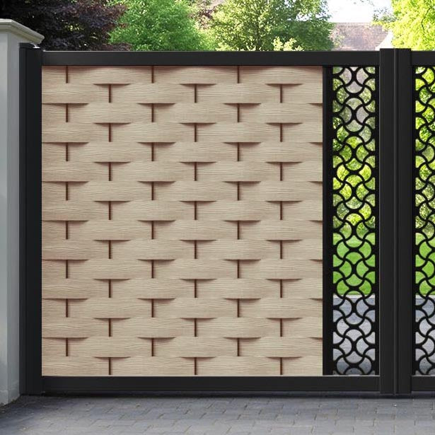 Ripple Vida Straight Top Driveway Gate - Light Oak - Middle Screen