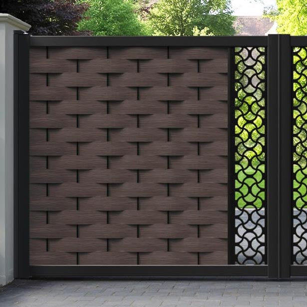 Ripple Vida Straight Top Driveway Gate - Mid Brown - Middle Screen