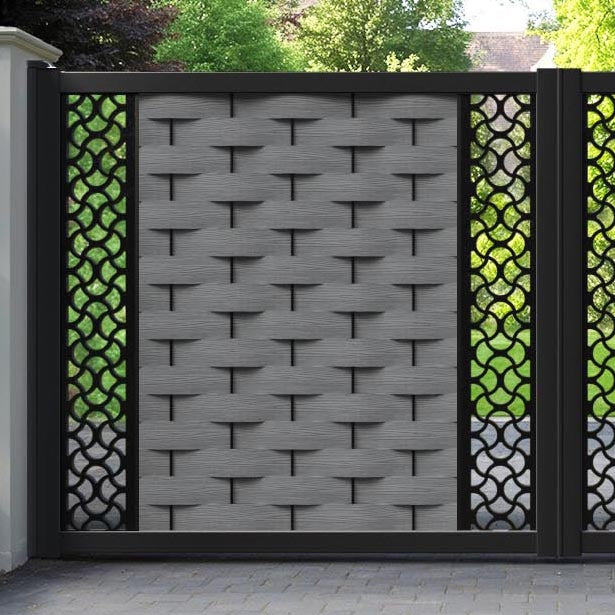 Ripple Vida Straight Top Driveway Gate - Mid Grey - Middle & End Screen
