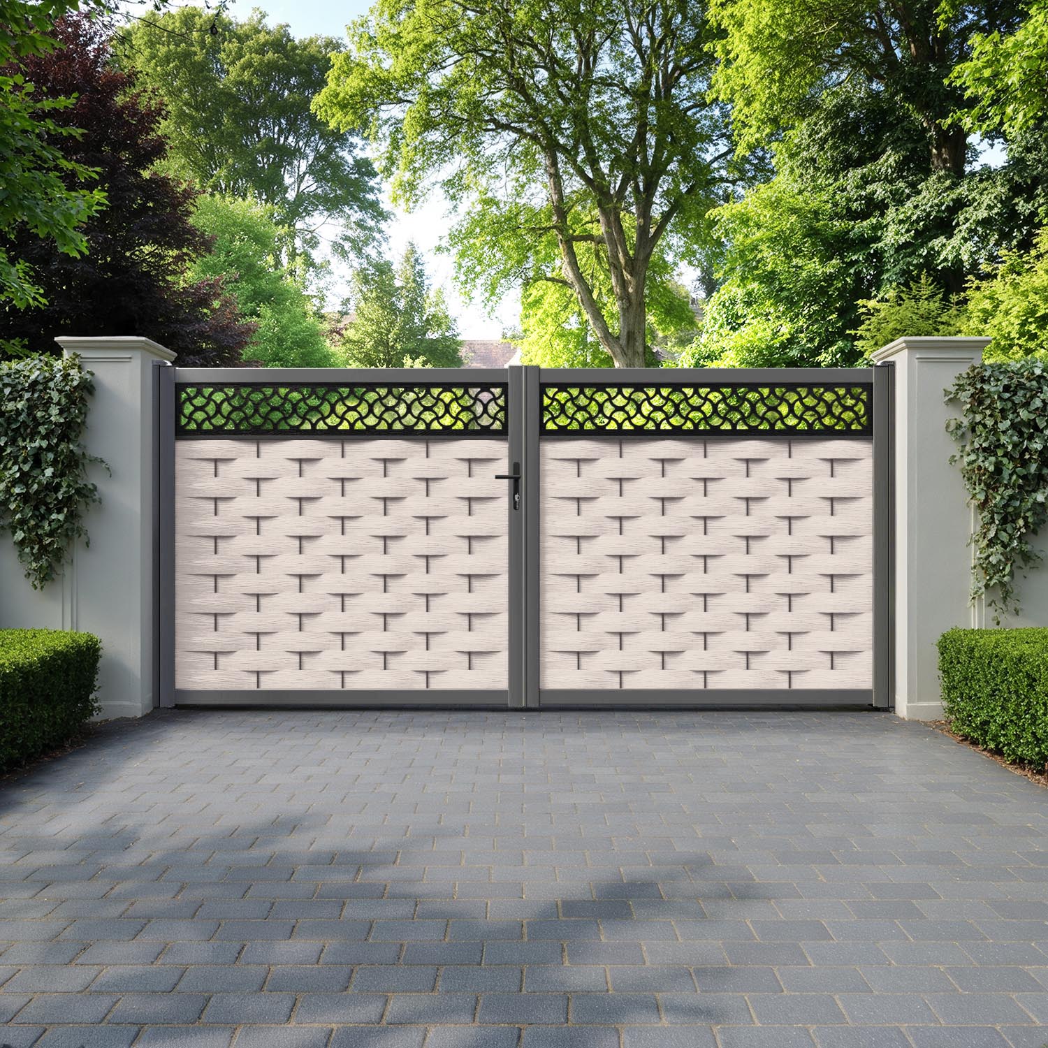 Ripple Vida Straight Top Driveway Gate - Mid Stone - Top Screen