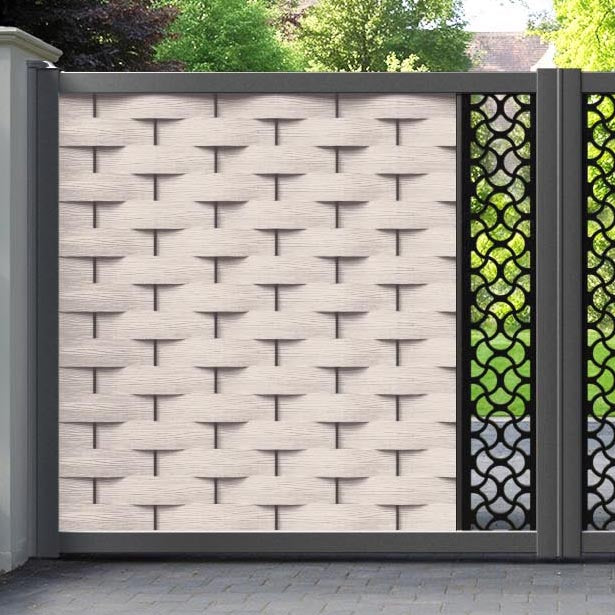 Ripple Vida Straight Top Driveway Gate - Mid Stone - Middle Screen