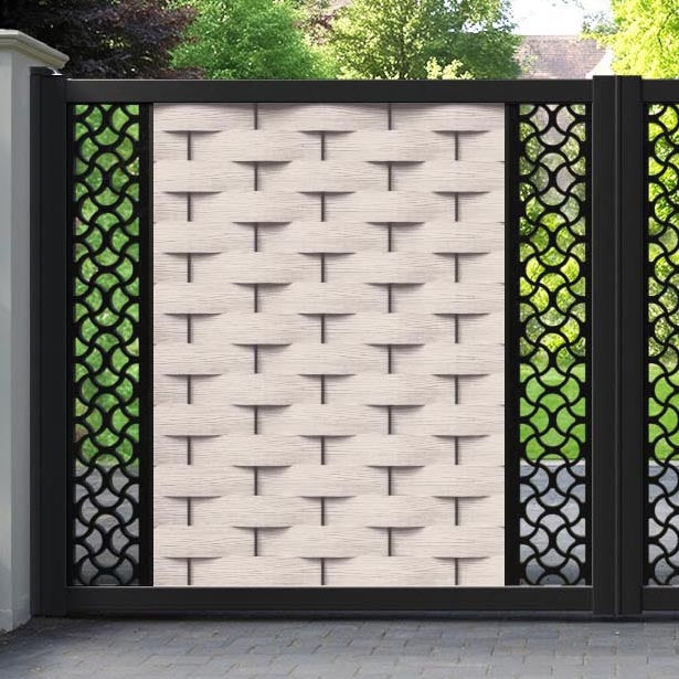 Ripple Vida Straight Top Driveway Gate - Mid Stone - Middle & End Screen