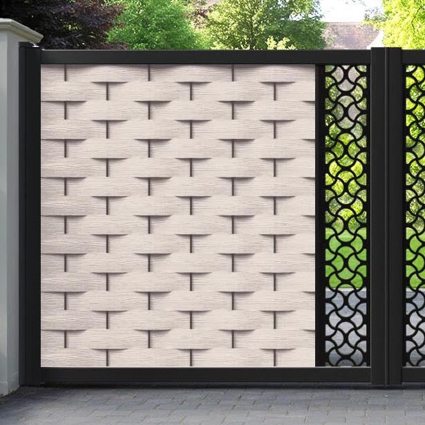Ripple Vida Straight Top Driveway Gate - Mid Stone - Middle Screen