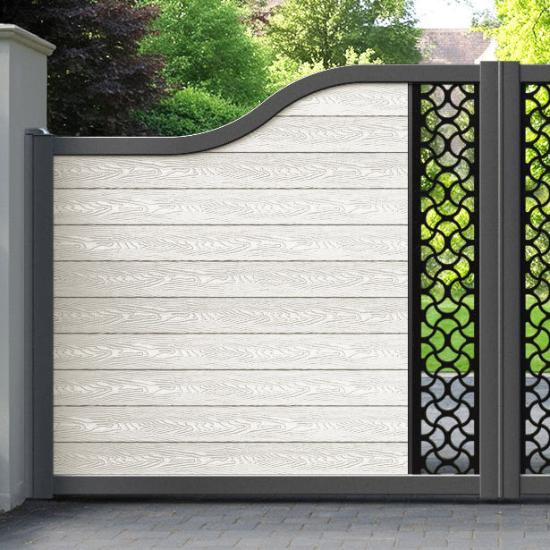 Classic Vida Curved Top Driveway Gate - Light Stone - Middle Screen
