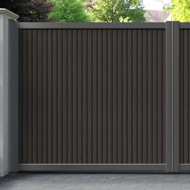Virtis Dark Oak Straight Top Driveway Gate