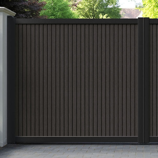 Virtis Dark Oak Straight Top Driveway Gate