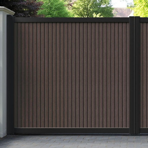 Virtis Mid Brown Straight Top Driveway Gate