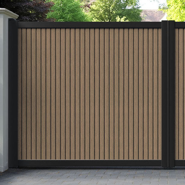 Virtis Teak Straight Top Driveway Gate