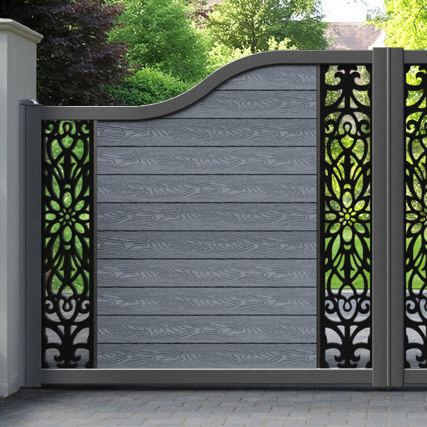 Classic Windsor Curved Top Driveway Gate - Anthracite - Middle & End Screen