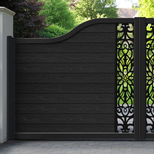 Classic Windsor Curved Top Driveway Gate - Black - Middle Screen