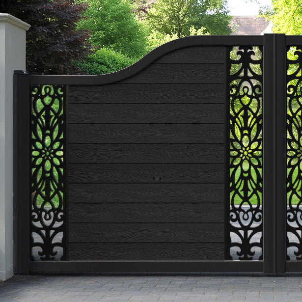 Classic Windsor Curved Top Driveway Gate - Black - Middle & End Screen