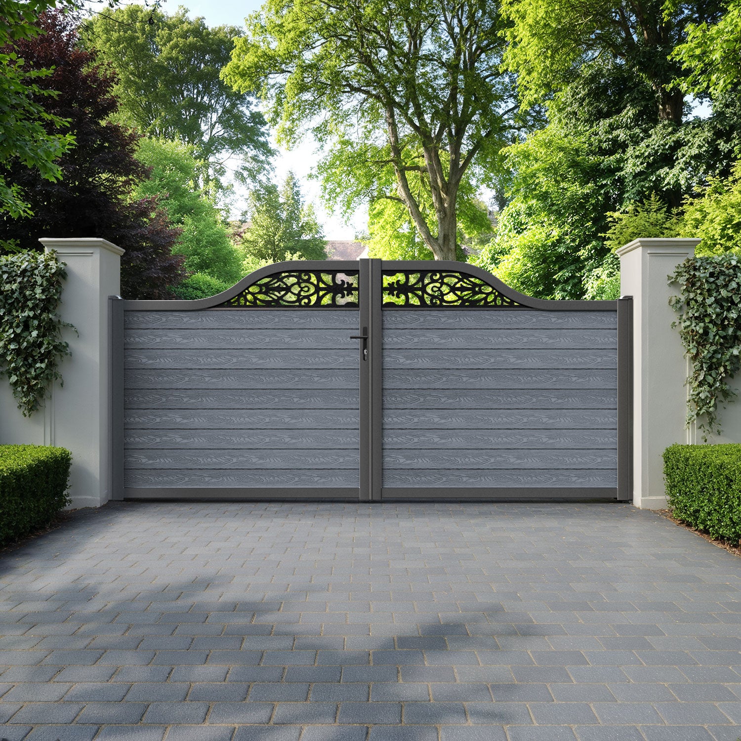 Classic Windsor Curved Top Driveway Gate - Anthracite - Top Screen