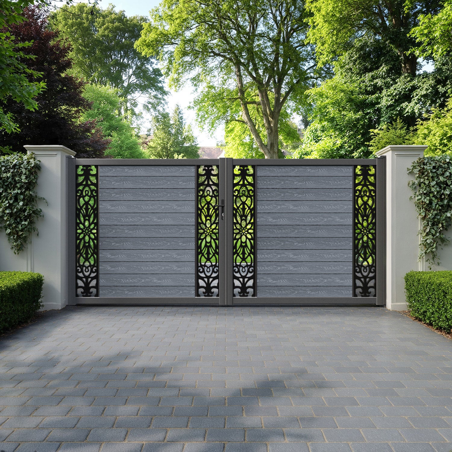 Classic Windsor Straight Top Driveway Gate - Anthracite - Middle & End Screen