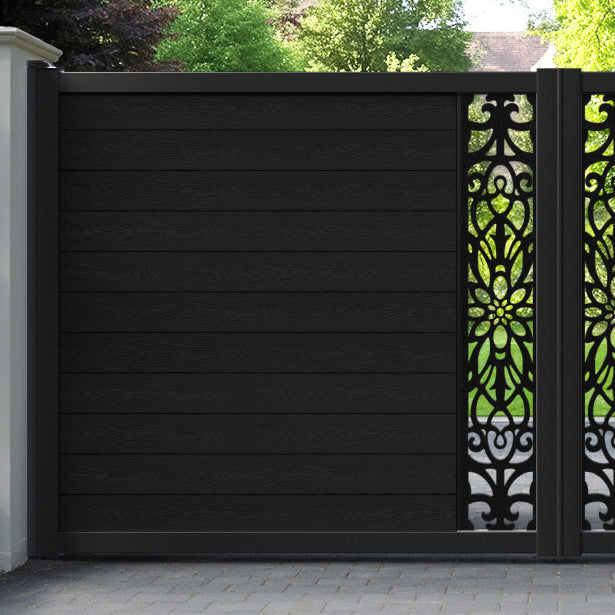 Classic Windsor Straight Top Driveway Gate - Black - Middle Screen