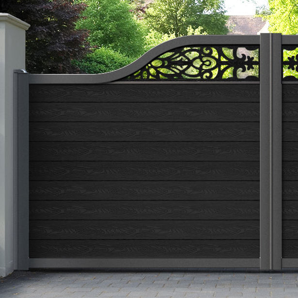 Classic Windsor Curved Top Driveway Gate - Black - Top Screen