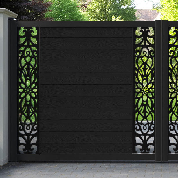 Classic Windsor Straight Top Driveway Gate - Black - Middle & End Screen