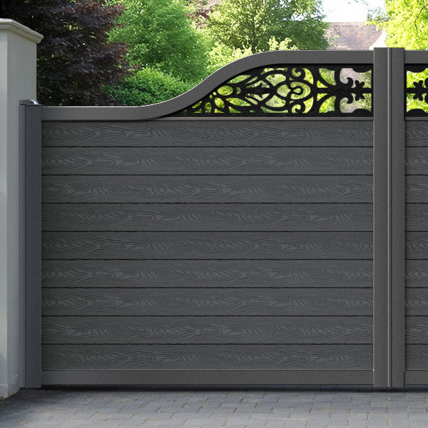 Classic Windsor Curved Top Driveway Gate - Dark Grey - Top Screen