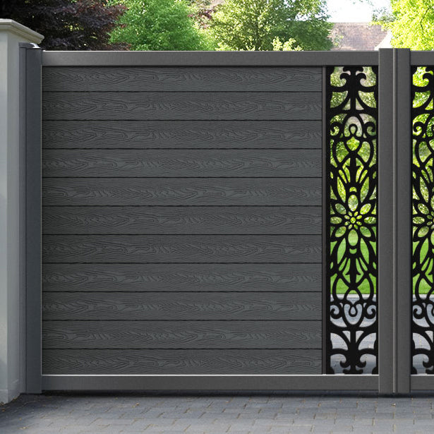 Classic Windsor Straight Top Driveway Gate - Dark Grey - Middle Screen