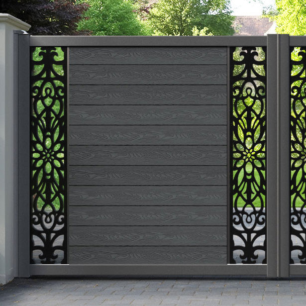 Classic Windsor Straight Top Driveway Gate - Dark Grey - Middle & End Screen