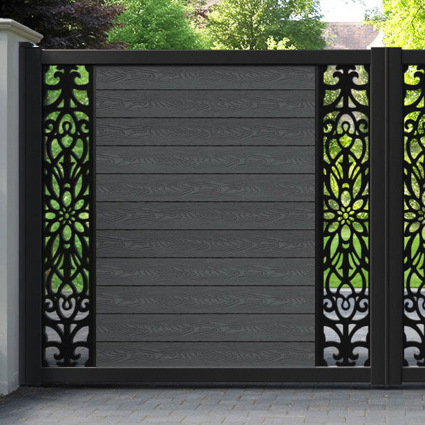 Classic Windsor Straight Top Driveway Gate - Dark Grey - Middle & End Screen