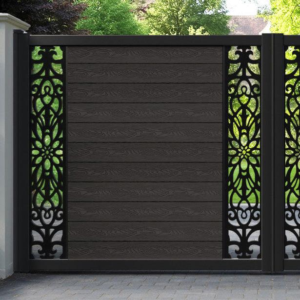 Classic Windsor Straight Top Driveway Gate - Dark Oak - Middle & End Screen