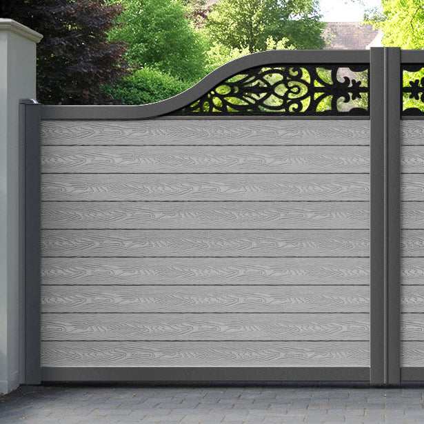 Classic Windsor Curved Top Driveway Gate - Light Grey - Top Screen