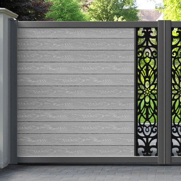 Classic Windsor Straight Top Driveway Gate - Light Grey - Middle Screen